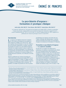 La psychiatrie d`urgence - Canadian Psychiatric Association