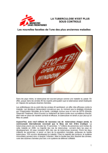 La tuberculose n`est désormais plus sous contrôle