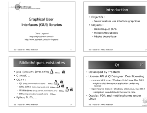 Graphical User Interfaces (GUI) libraries Introduction Bibliothèques