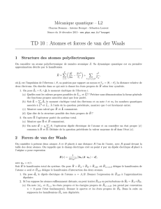TD 10 : Atomes et forces de van der Waals