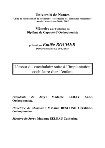 L`essor du vocabulaire suite à l`implantation cochléaire chez l`enfant