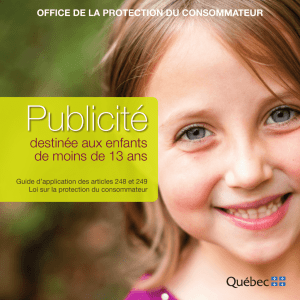 Publicité destinée aux enfants de moins de 13 ans