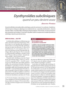 Dysthyroïdies subcliniques