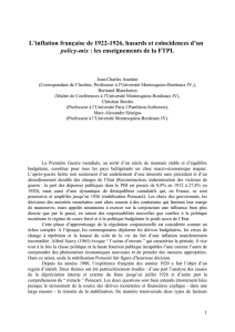 L`inflation française de 1922-1926, hasards et coïncidences d`un