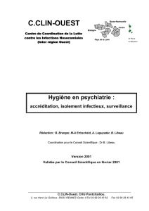 CClin Ouest. Hygiène en psychiatrie. 2001, 57 pages.