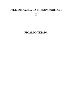 DELEUZE FACE A LA PHENOMENOLOGIE (I) RICARDO TEJADA