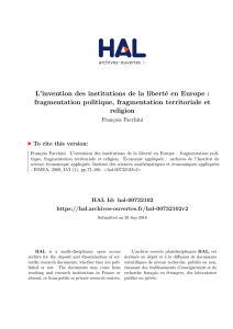 L`invention des institutions de la liberté en Europe - Hal-SHS