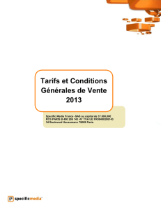 Tarifs et Conditions Générales de Vente 2013