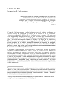 L`écriture et la perte, Les questions de l`anthropologie .