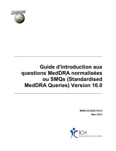 Guide d`introduction aux questions MedDRA normalisées ou SMQs