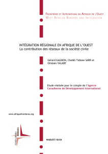 INTÉGRATION RÉGIONALE EN AFRIQUE DE L`OUEST La