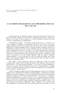 l`autorité religieuse aux premiers siècles de l`islam