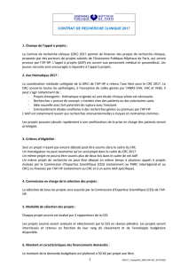 Descriptif de l`AAP CRC 2017 - Délégation à la Recherche Clinique