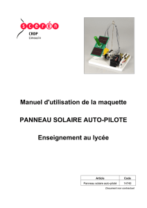 Manuel d`utilisation de la maquette PANNEAU SOLAIRE AUTO