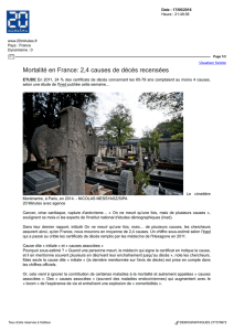 Mortalité en France: 2,4 causes de décès recensées