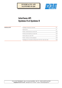 Interfaces API Système H et Système R