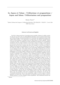 Le Japon et l`islam : Utilitarisme et pragmatisme
