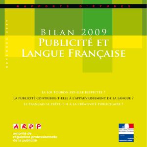 Publicité et Langue Française Publicité et Langue Française