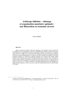 Arbitrage inflation – chômage et organisation monétaire
