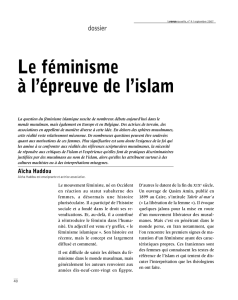 Le féminisme à l`épreuve de l`islam