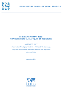 vers paris climat 2015 : changements climatiques et religions