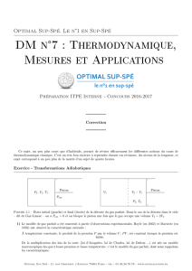 DM n°7 : Thermodynamique, Mesures et
