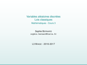 Variables aléatoires discrètes Lois classiques