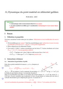 M2 Dynamique du point matériel en référentiel galiléen