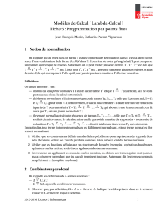 Modèles de Calcul [ Lambda-Calcul ] Fiche 5 : Programmation par