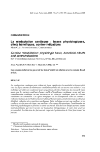 La réadaptation cardiaque : bases physiologiques, effets bénéfiques