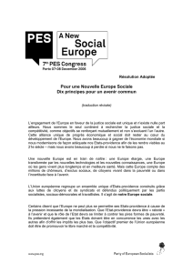 Pour une Nouvelle Europe Sociale Dix principes