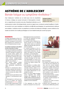 Asthénie de l`Adolescent Banale fatigue ou symptôme
