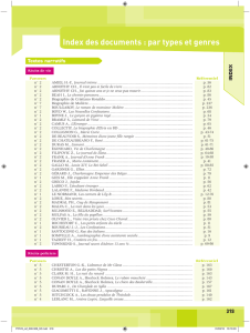 Index des documents : par types et genres