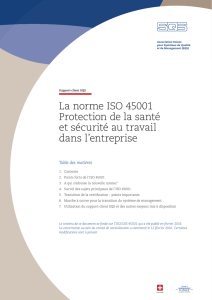 La norme ISO 45001 Protection de la santé et sécurité au