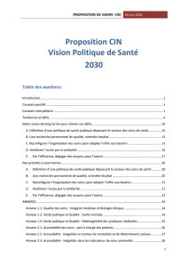Proposition CIN Vision Politique de Santé 2030