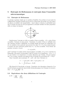 5 Entropie de Boltzmann et entropie dans l`ensemble microcanonique