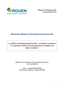 Business Model et Entrepreneuriat social