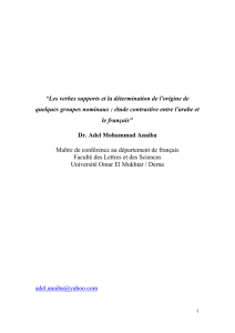 "Les verbes supports et la détermination de l`origine de quelques