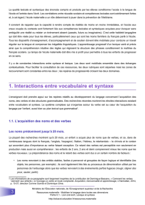 1. Interactions entre vocabulaire et syntaxe