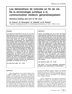 Les déclarations de volontés en fin de vie. De la