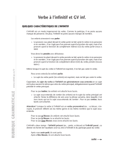 Verbe à l`infinitif et GV inf.