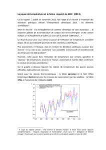 La pause de température et le 5ème rapport du GIEC (2013).