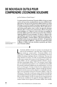 de nouveaux outils pour comprendre l`économie solidaire