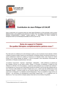 Contribution de Jean-Philippe LE CALVÉ Soins de support à l