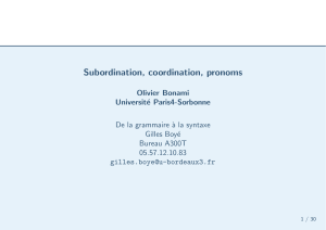 Subordination, coordination, pronoms - Cours-univ