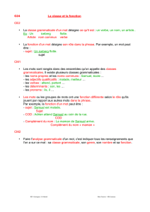 G24 La classe et la fonction CE2 • La classe grammaticale d`un mot