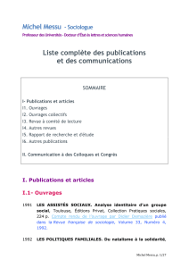 Michel Messu - Sociologue Liste complète des publications et des
