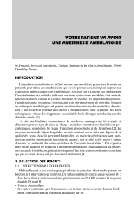 votre patient va avoir une anesthesie ambulatoire