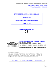 TRANSFORMATEUR MONO-PHASE MOD.x190