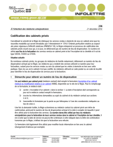 Codification des cabinets privés - Régie de l`assurance maladie du